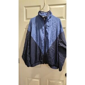 Vintage Morgan Square Windbreaker Jacket 90s Nylon Color Block Navy Blue SzL
